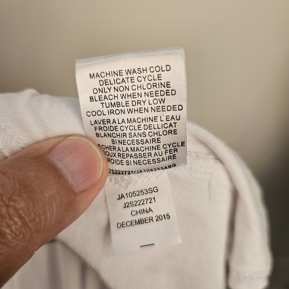 White chiffon lined in stretch knit drop shoulder round neck blouse top M US - Picture 5 of 6